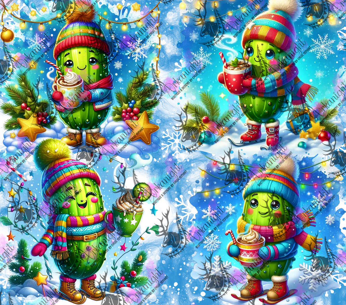Numérique - Collection Hiver & Cornichons - Cornichons & Chocolat Chaud & Ski - Bleu