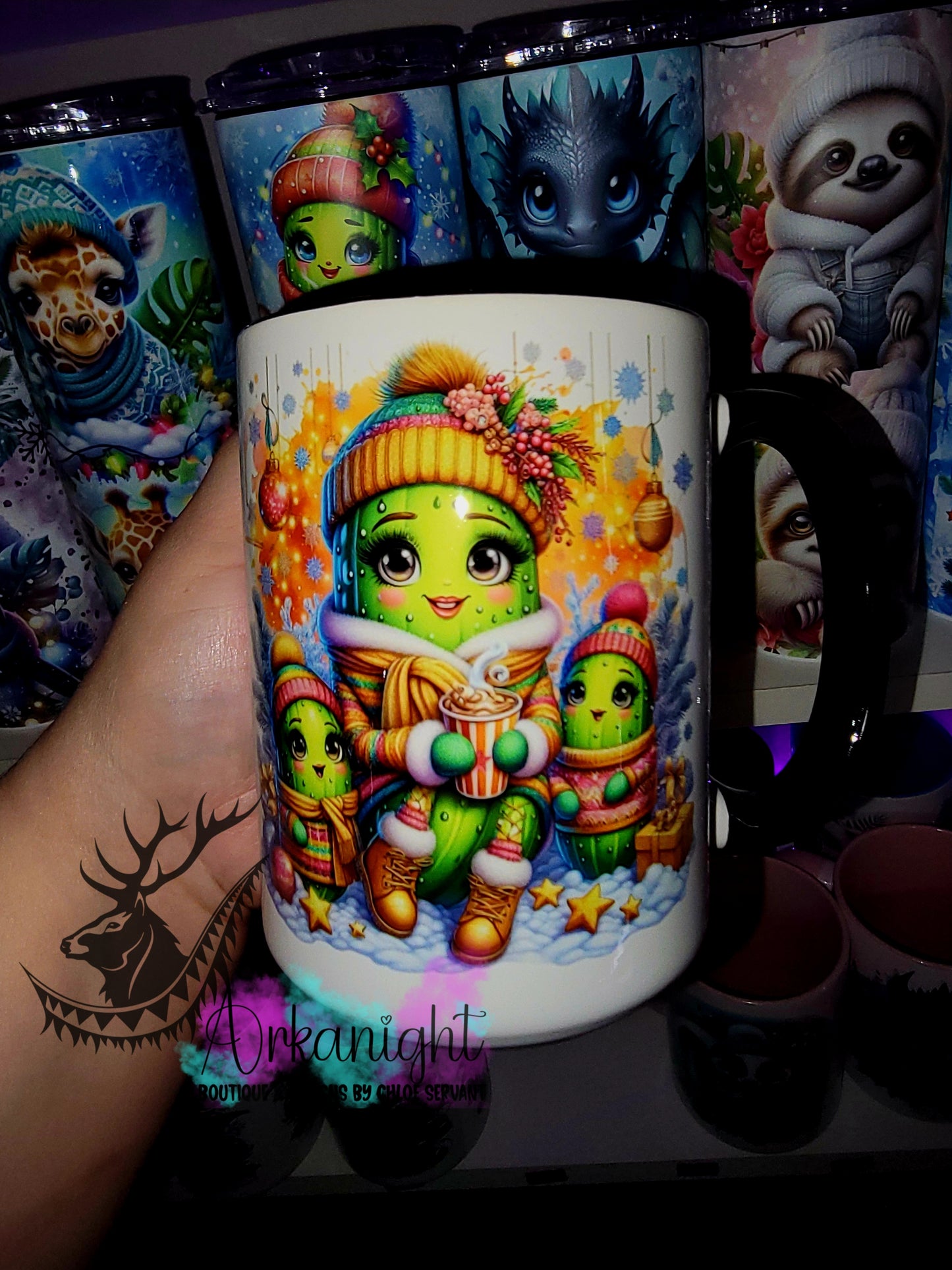 Tasse en céramique sur commande - Collection Hiver 2025 - Famille de Cornichon - Orange