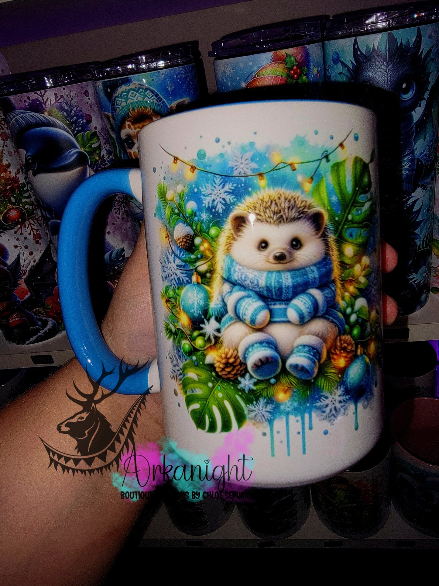 Tasse en céramique sur commande - Collection Hiver 2025 - Hérisson Bleu
