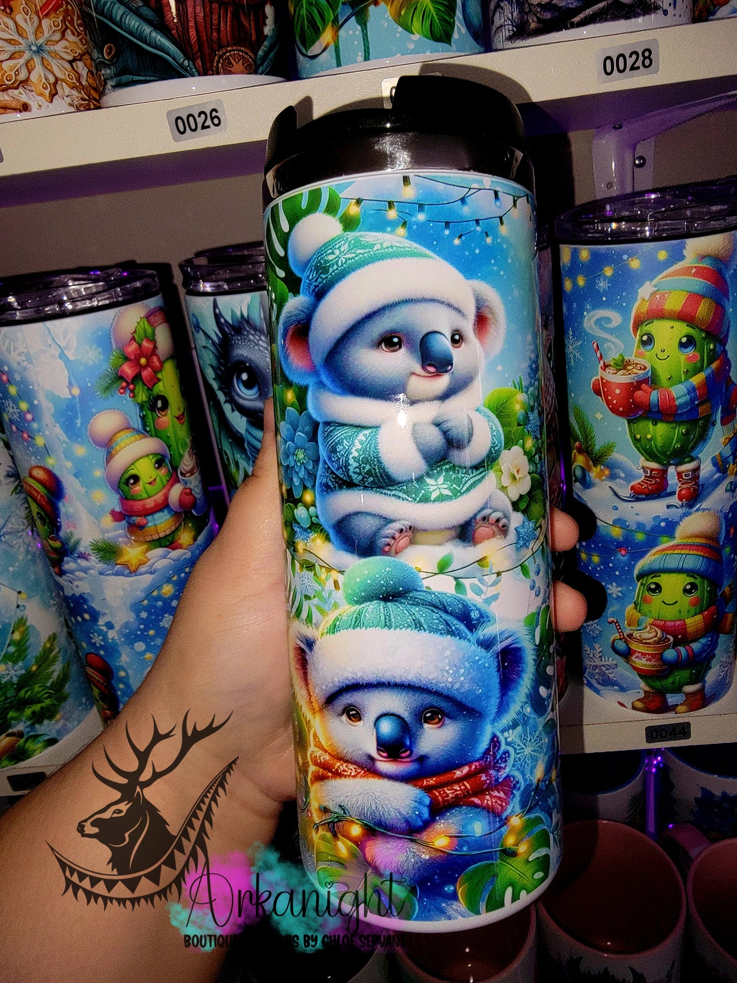 Gourde sur commande - Couvercle à café - 14 oz - Collection Hiver & Noël 2025 - Koala