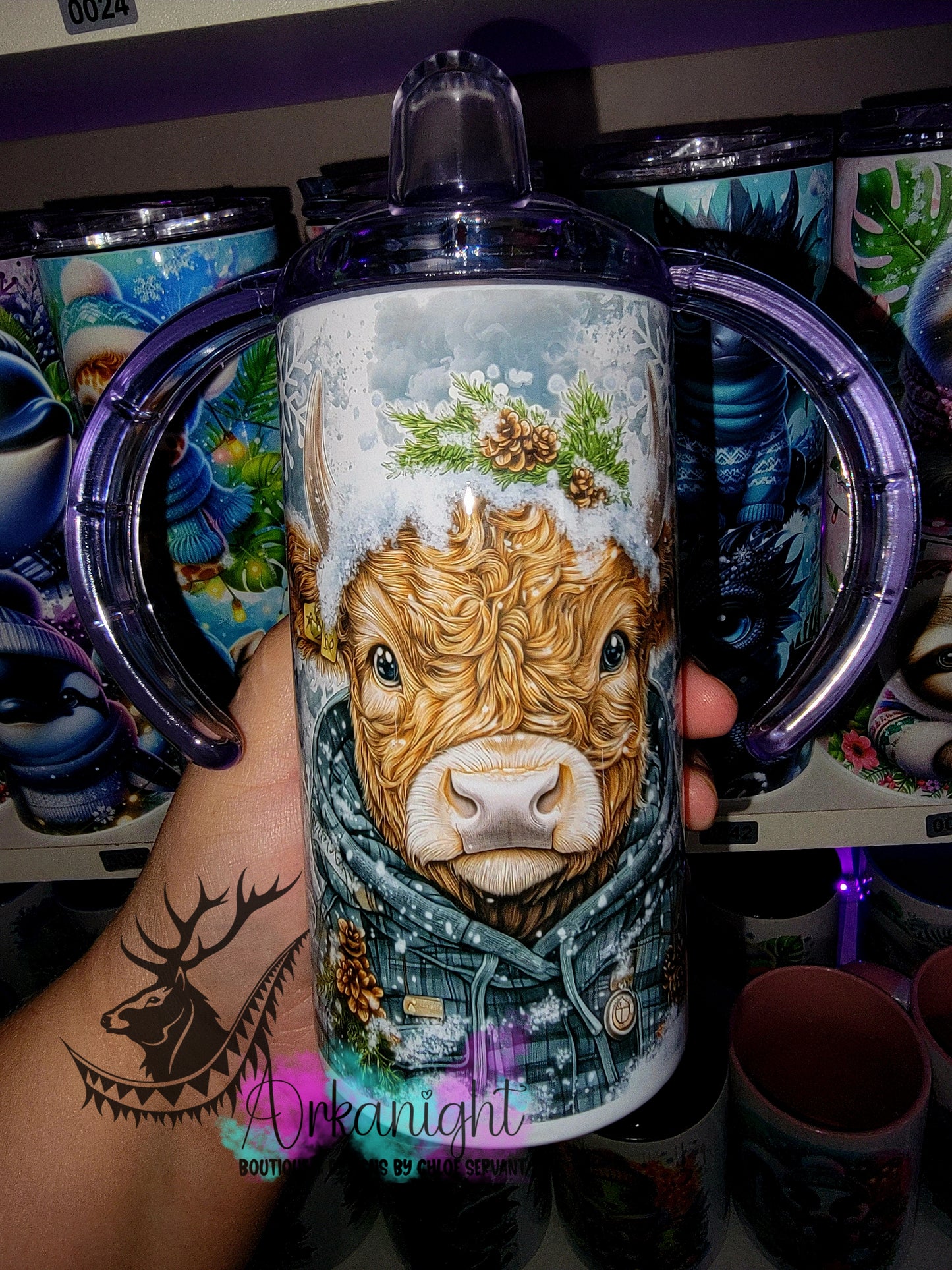 Gourde - Biberon Évolutif sur commande - Collection Hiver 2025 - Vache Highland Rousse