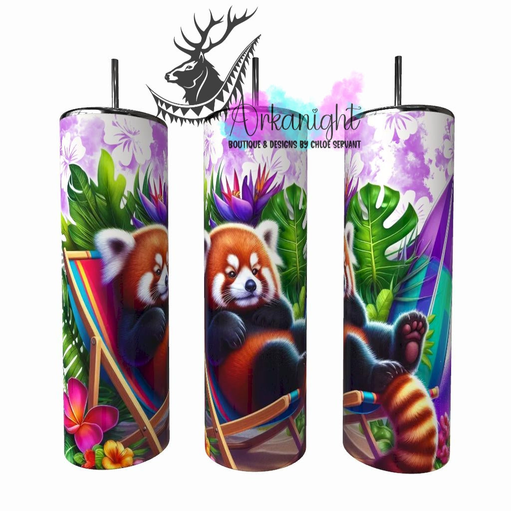 Gourde sur commande - Collection Voyage 2026 - Panda Roux en Vacance