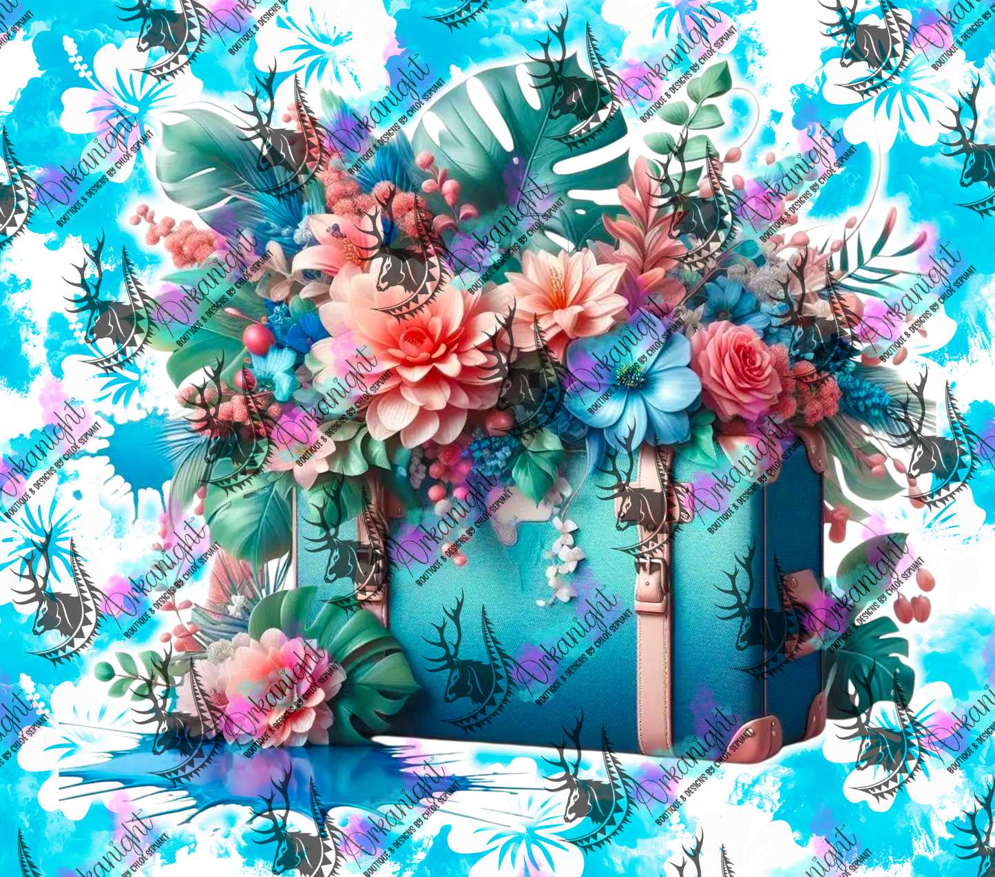 Numérique - Collection Voyage 2026 - Valise Fleurie - Bleu