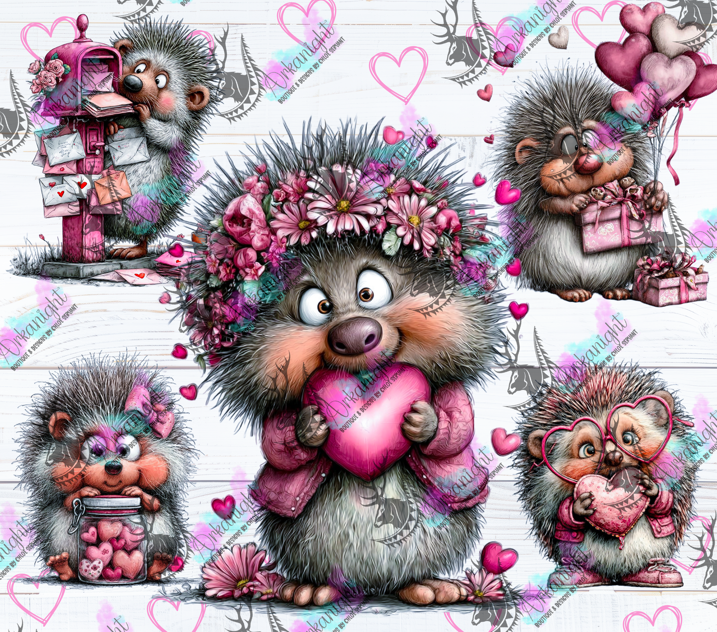 Numérique - Collection Saint-Valentin Vintage 2026 - Pink Flower Hedgedog