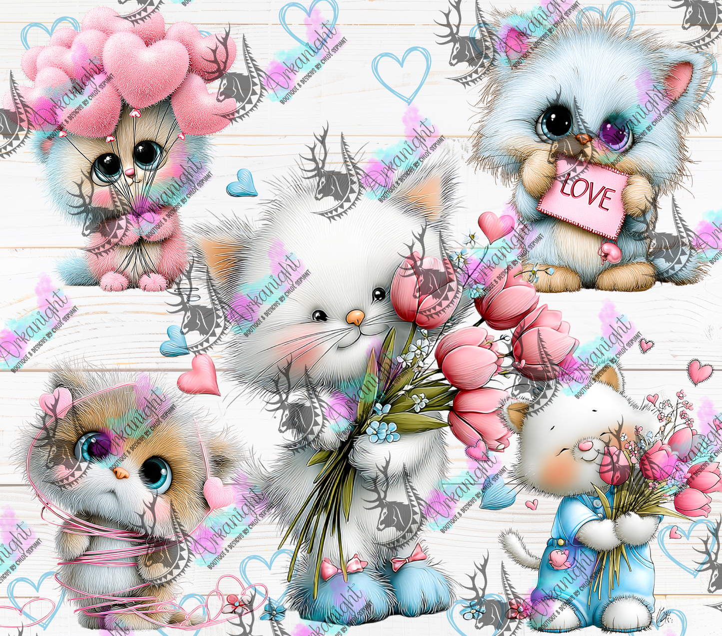 Numérique - Collection Saint-Valentin Vintage 2026 - Old Pink Cute Fluffy cat