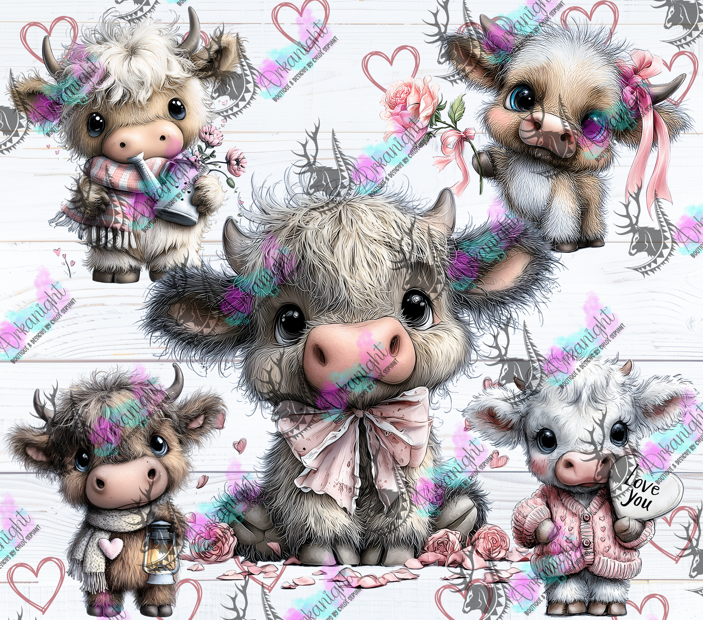 Numérique - Collection Saint-Valentin Vintage 2026 - Old Rose Gray Highland Cow