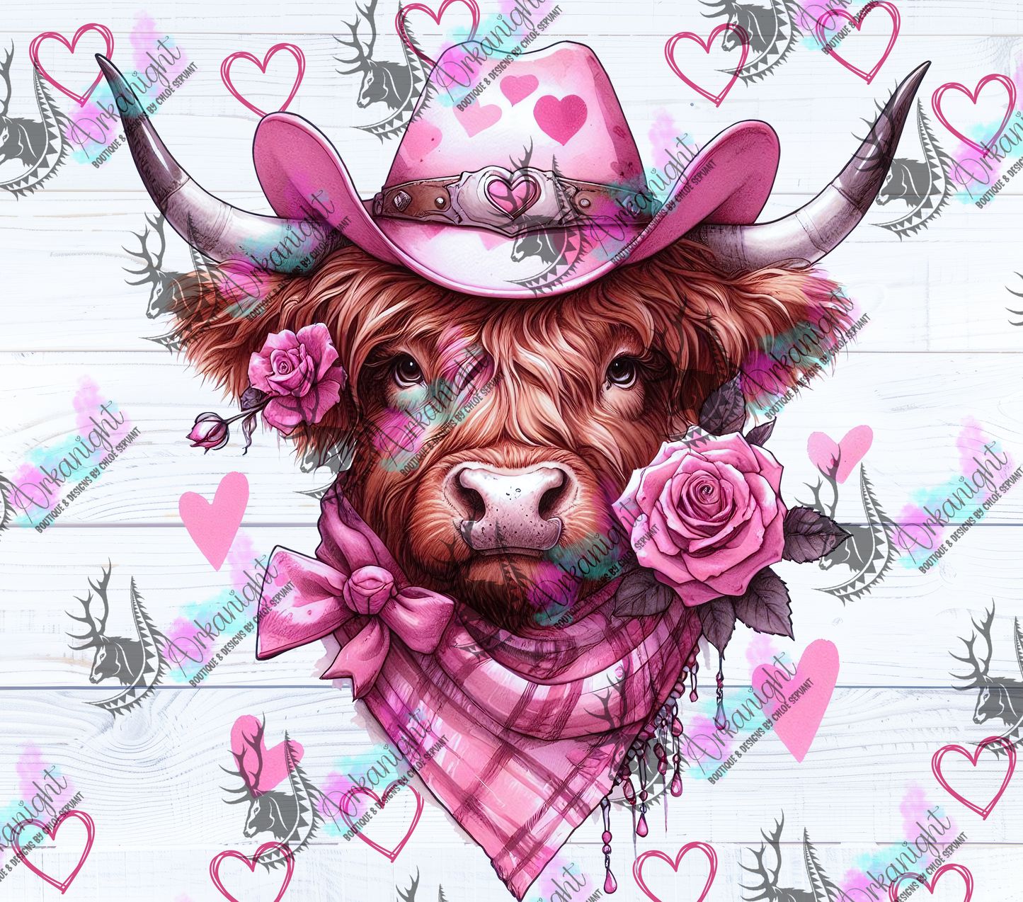 Numérique - Collection Saint-Valentin Vintage 2026 - Cowgirl Highland Cow