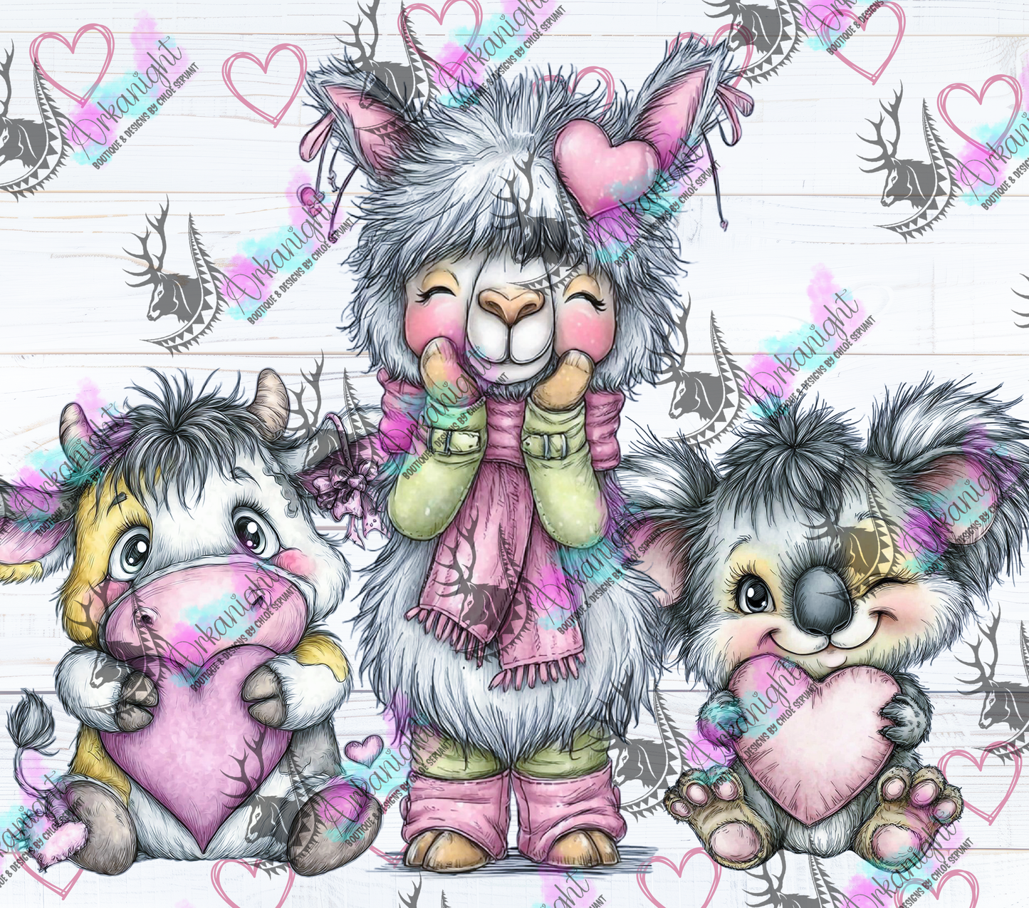 Numérique - Collection Saint-Valentin Vintage 2026 - Alpaga , Cow and koala