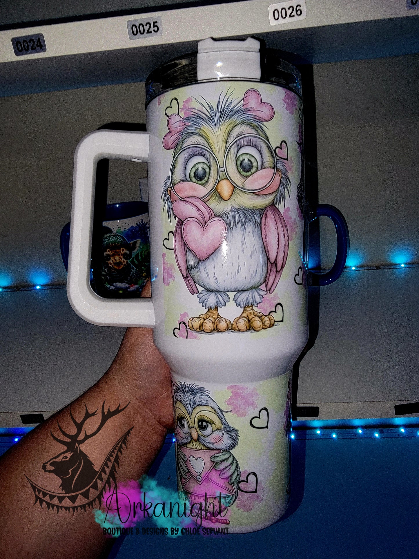 Gourde 40 oz sur commande - Saint-Valentin 2026 - Vintage Owls