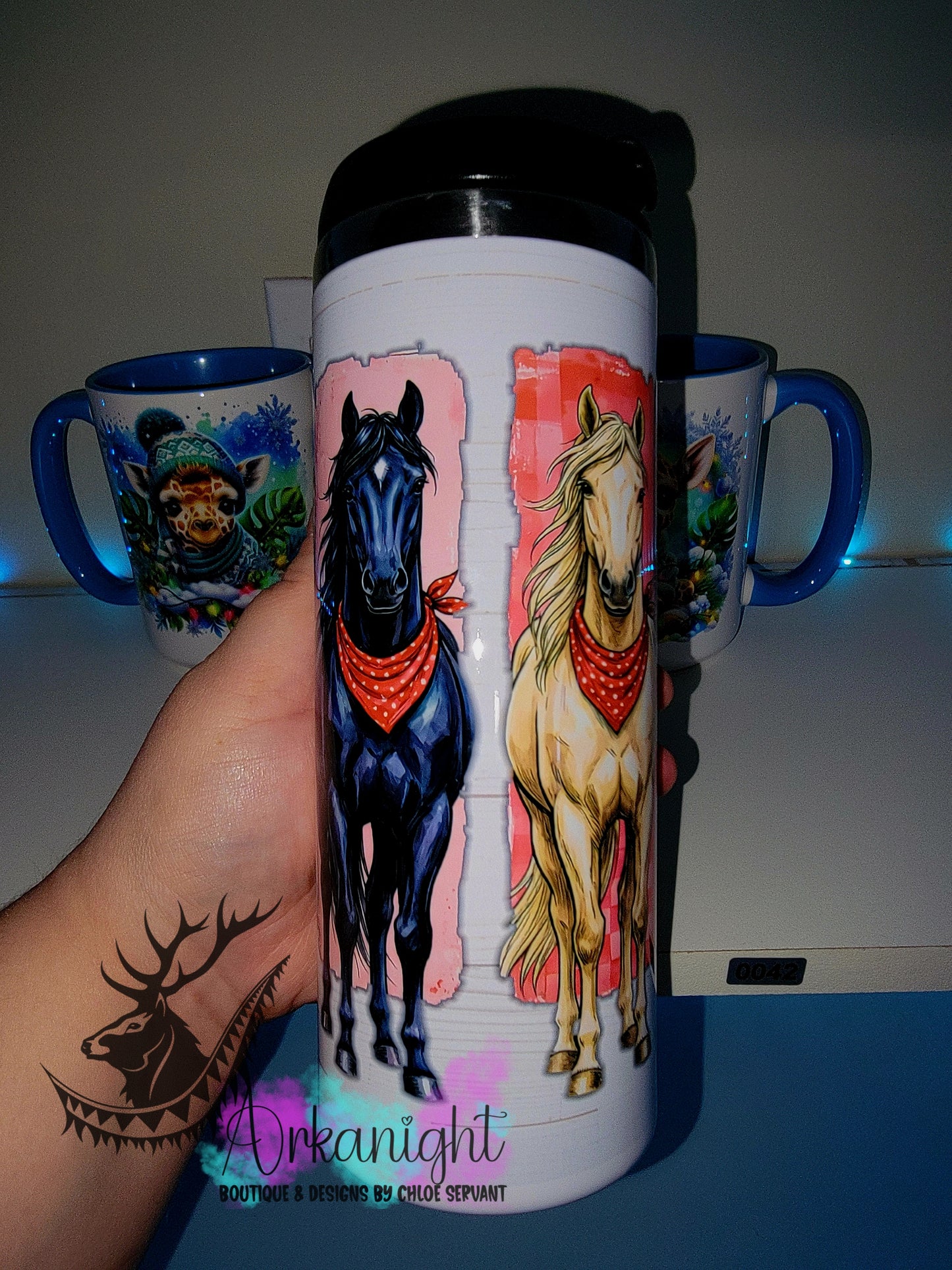 Gourde sur commande - Couvercle à café - 14 oz - Collection Saint-Valentin 2026 - Chevaux Vintage