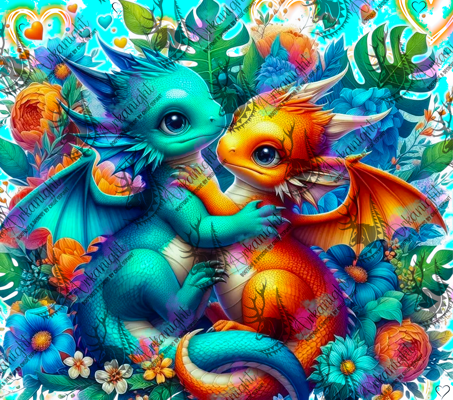 Numérique - Collection Saint-Valentin 2026 - Dragon - Turquoise & Orange - 02