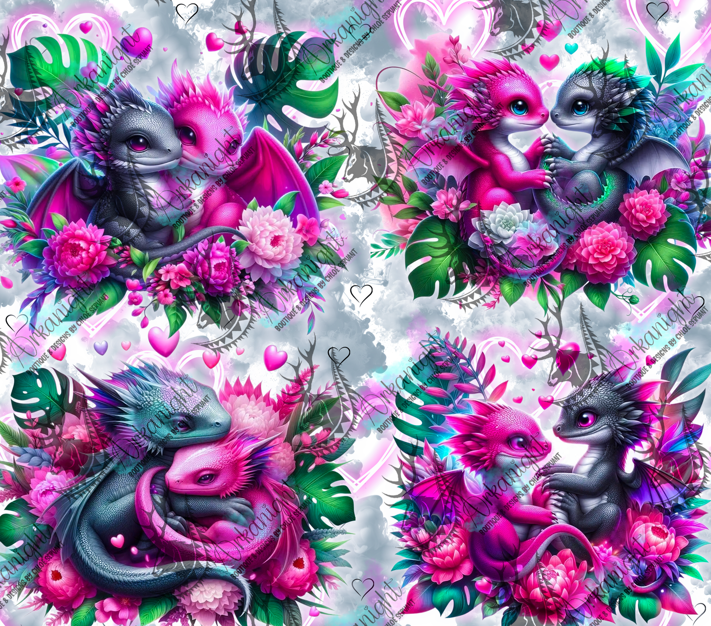 Numérique - Collection Saint-Valentin 2026 - Dragon - Gris & Rose