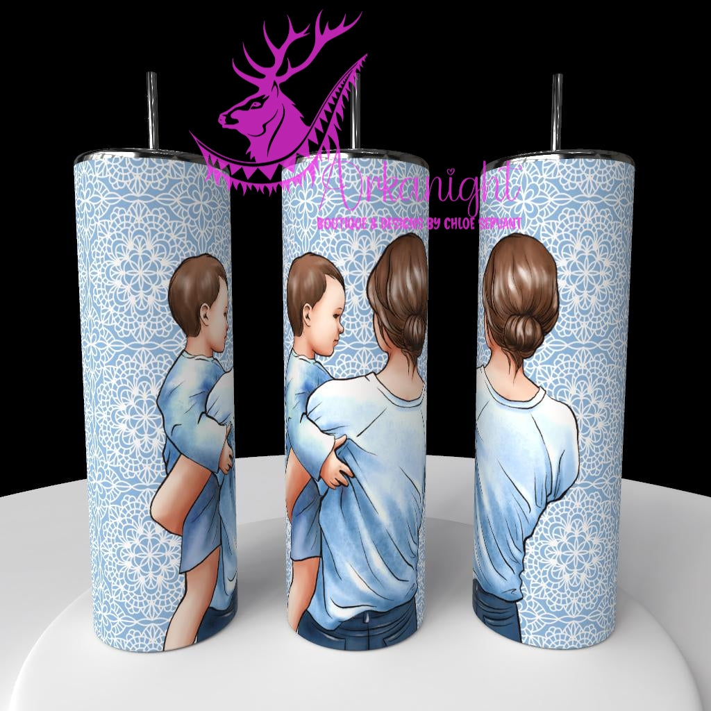 Gourde sur commande - Collection Fête des mères 2026 - Maman & Garçon - Cheveux Brun