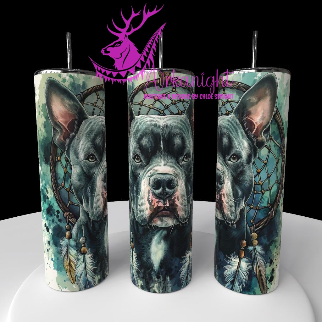 Gourde sur commande - Collection Watercolor Realism - Pittbull Bleu