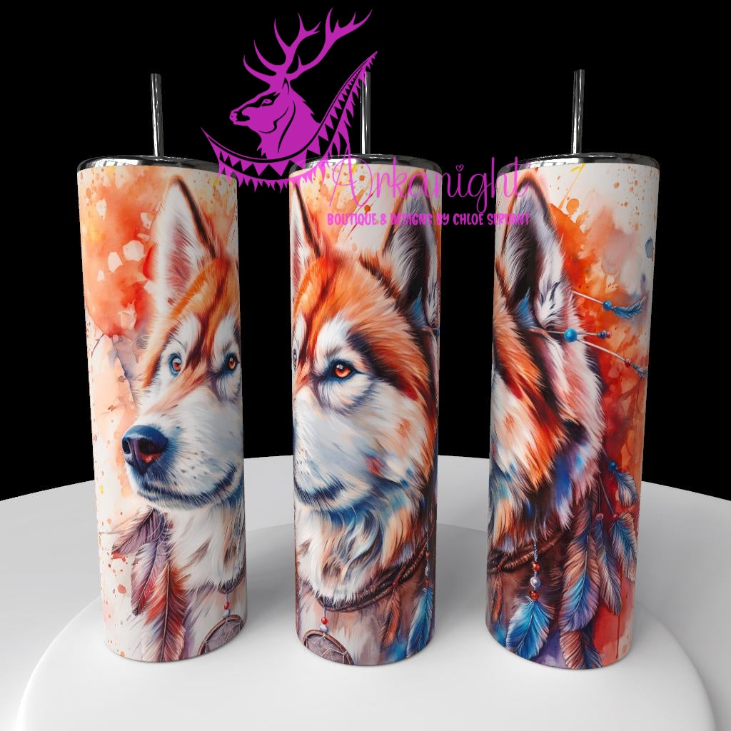 Gourde sur commande - Collection Watercolor Realism - Red Malamute