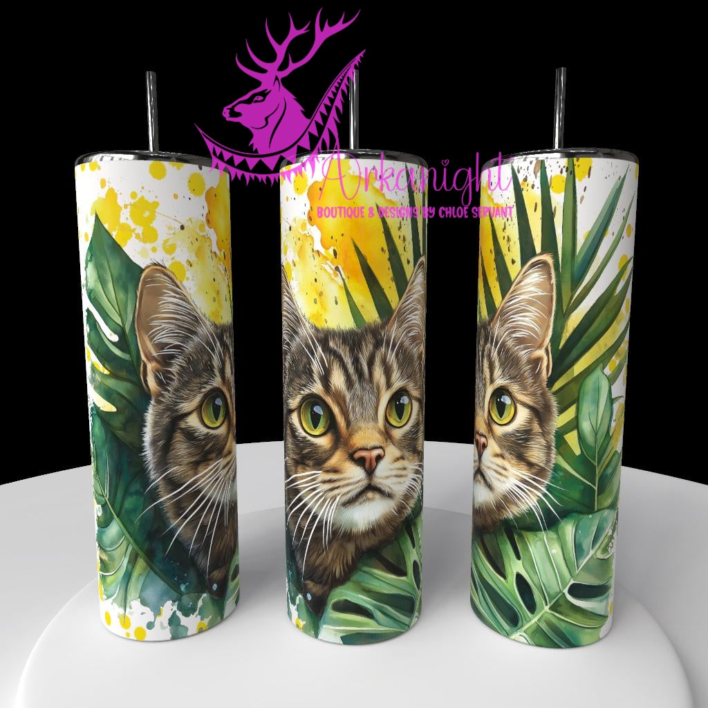 Gourde sur commande - Collection Watercolor Realism - Chat Domestique Tigré Brun