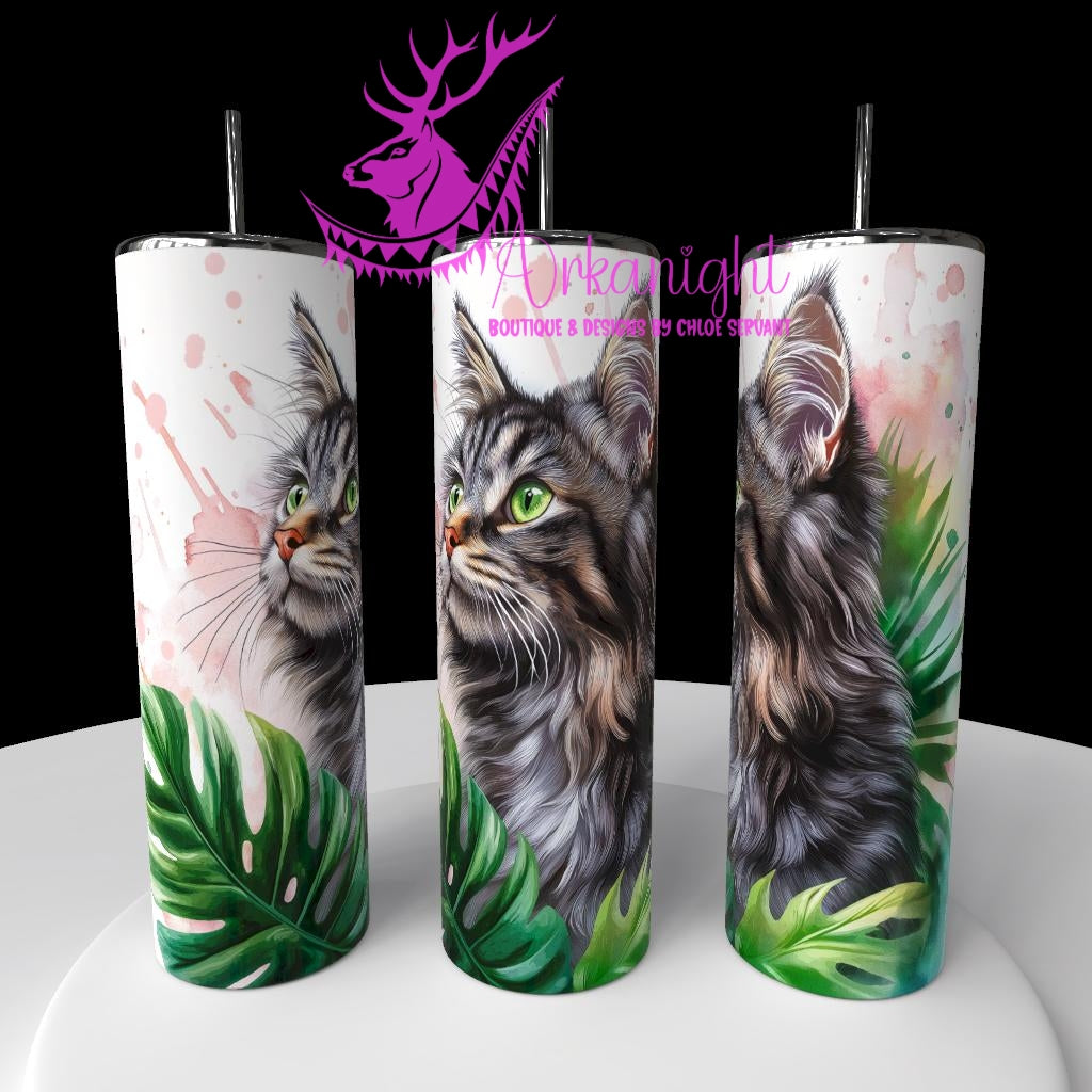 Gourde sur commande - Collection Watercolor Realism - Chat Tigré Brun