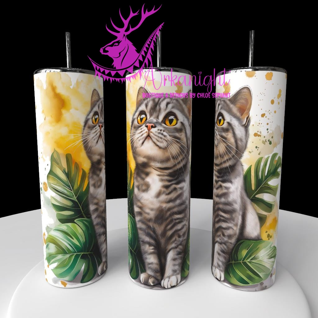 Gourde sur commande - Collection Watercolor Realism - Chat Tigré