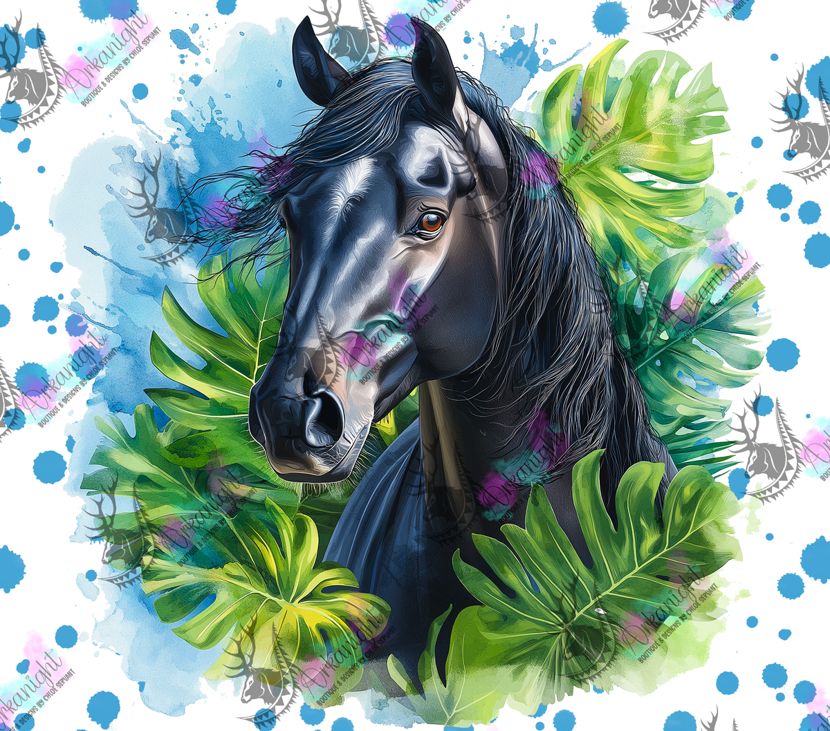 Numérique - Collection Watercolor Realism - Cheval Noir