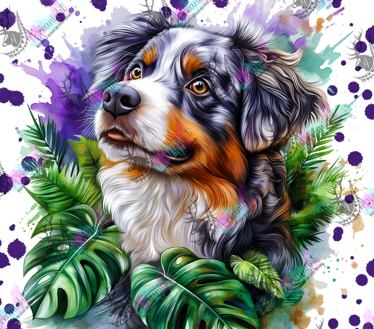Numérique - Collection Watercolor Realism - Berger Australien Bleu Merle