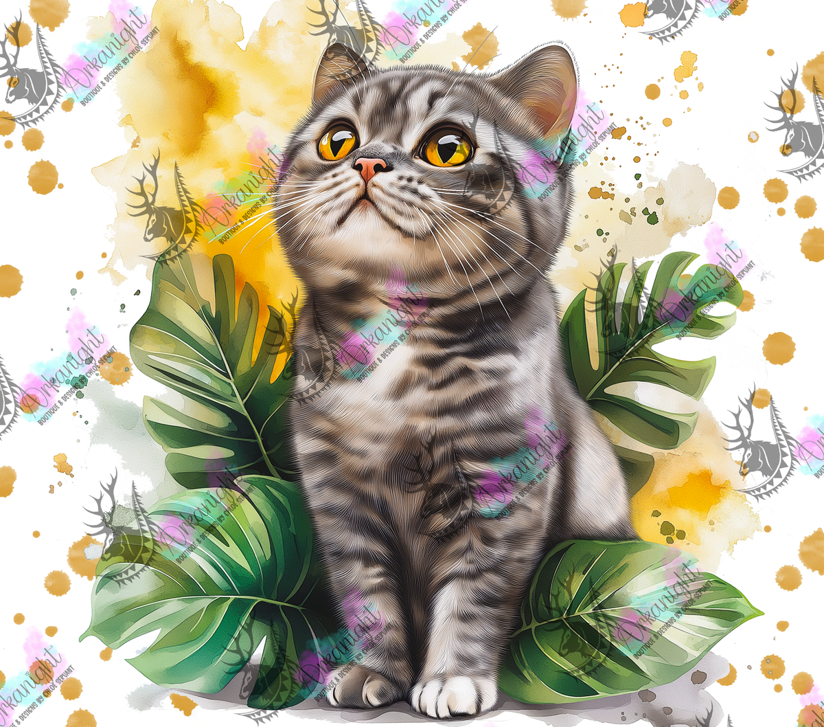 Numérique - Collection Watercolor Realism - Chat Tigré gris