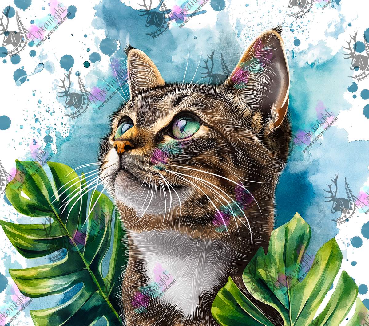 Numérique - Collection Watercolor Realism - Chat domestique Tigré Brun