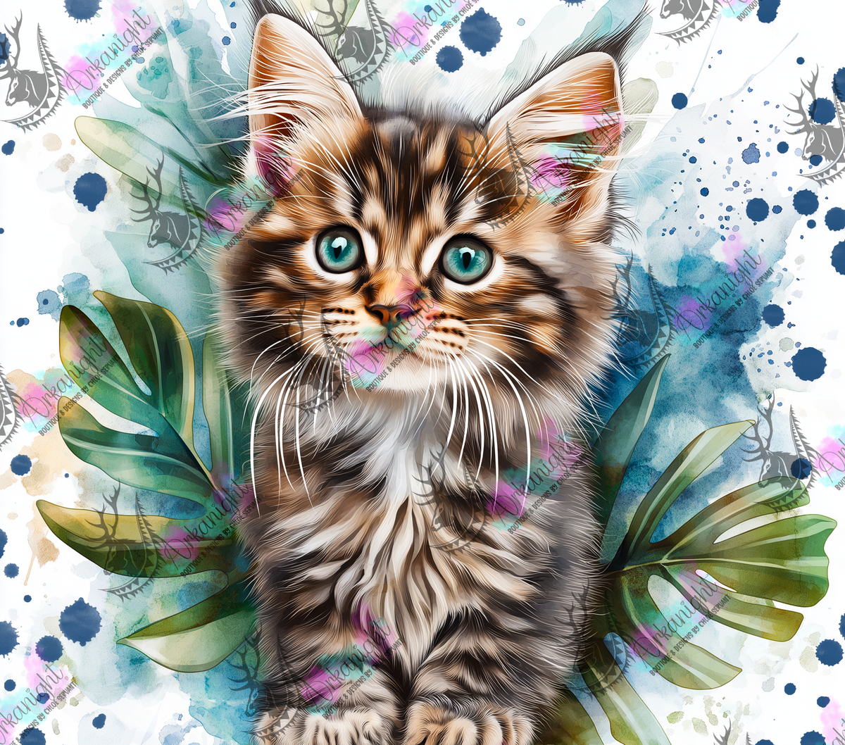 Numérique - Collection Watercolor Realism - Chaton Tigré Brun