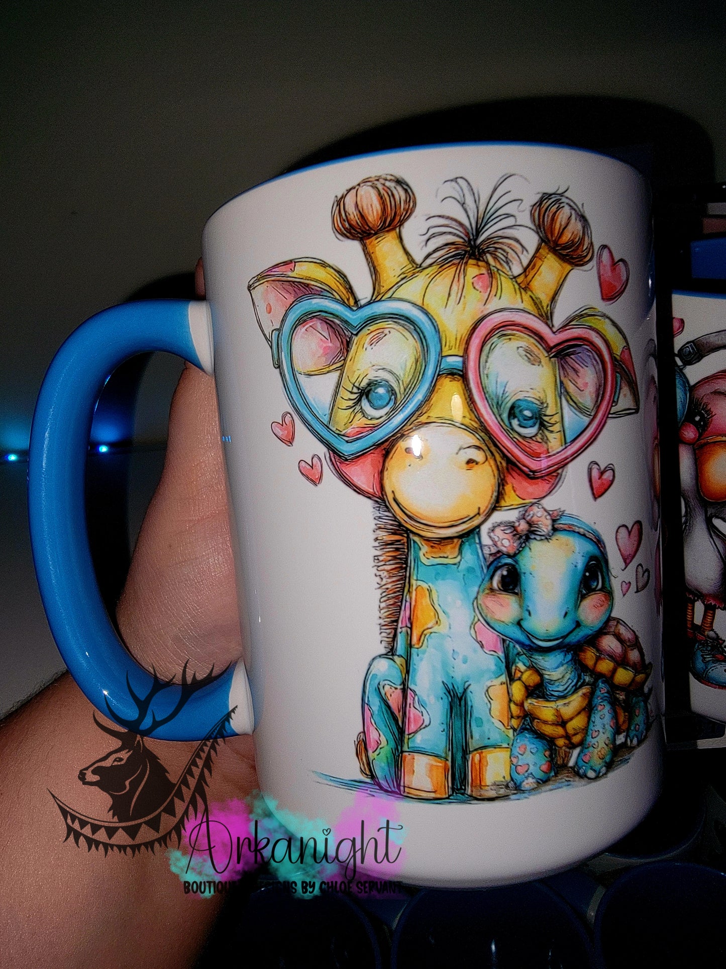 Tasse en céramique sur commande - Collection Saint-Valentin 2026 - Vintage - LoverFriend Giraffe & Tortue