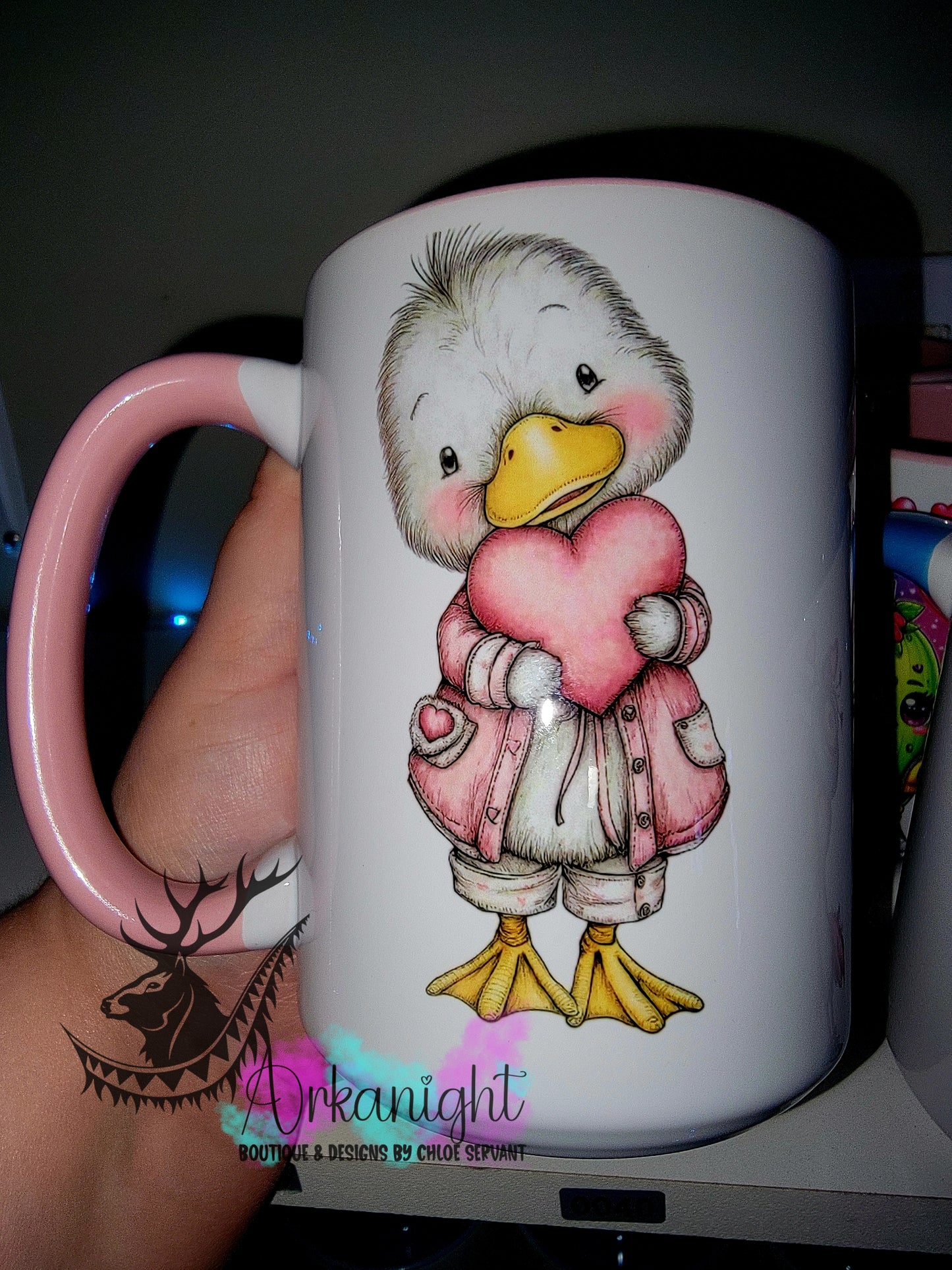 Tasse en céramique sur commande - Collection Saint-Valentin 2026 - Vintage - Lover Cute Pink Duck