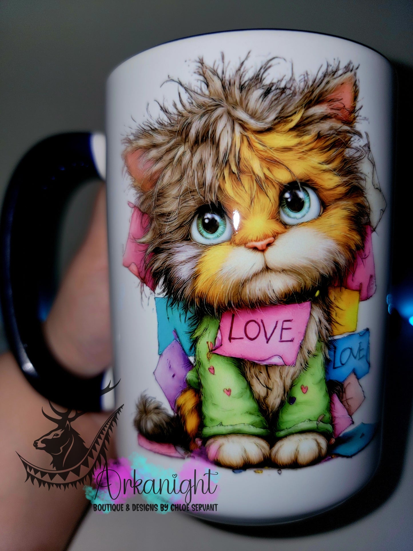 Tasse en céramique sur commande - Collection Saint-Valentin 2026 - Vintage - Love Chaton Roux