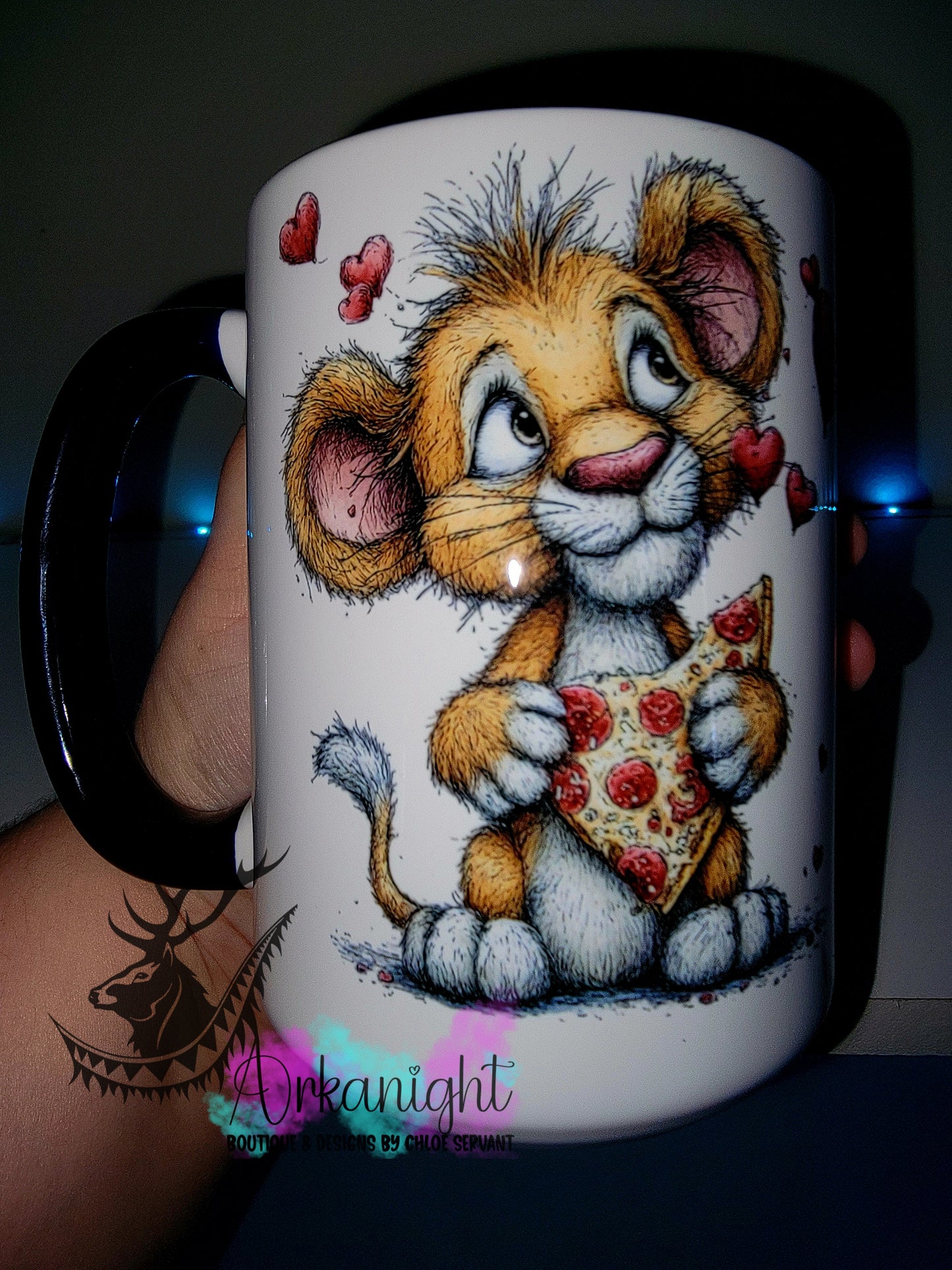 Tasse en céramique sur commande - Collection Saint-Valentin 2026 - Vintage - I love my pizza Lion