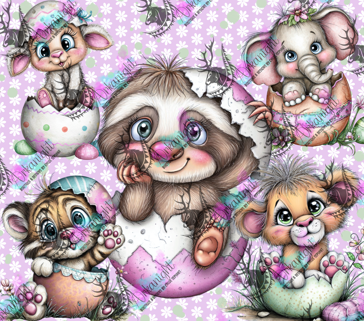 Numérique - Collection Pâques 2026 - Vintage - Cute animals in eggs
