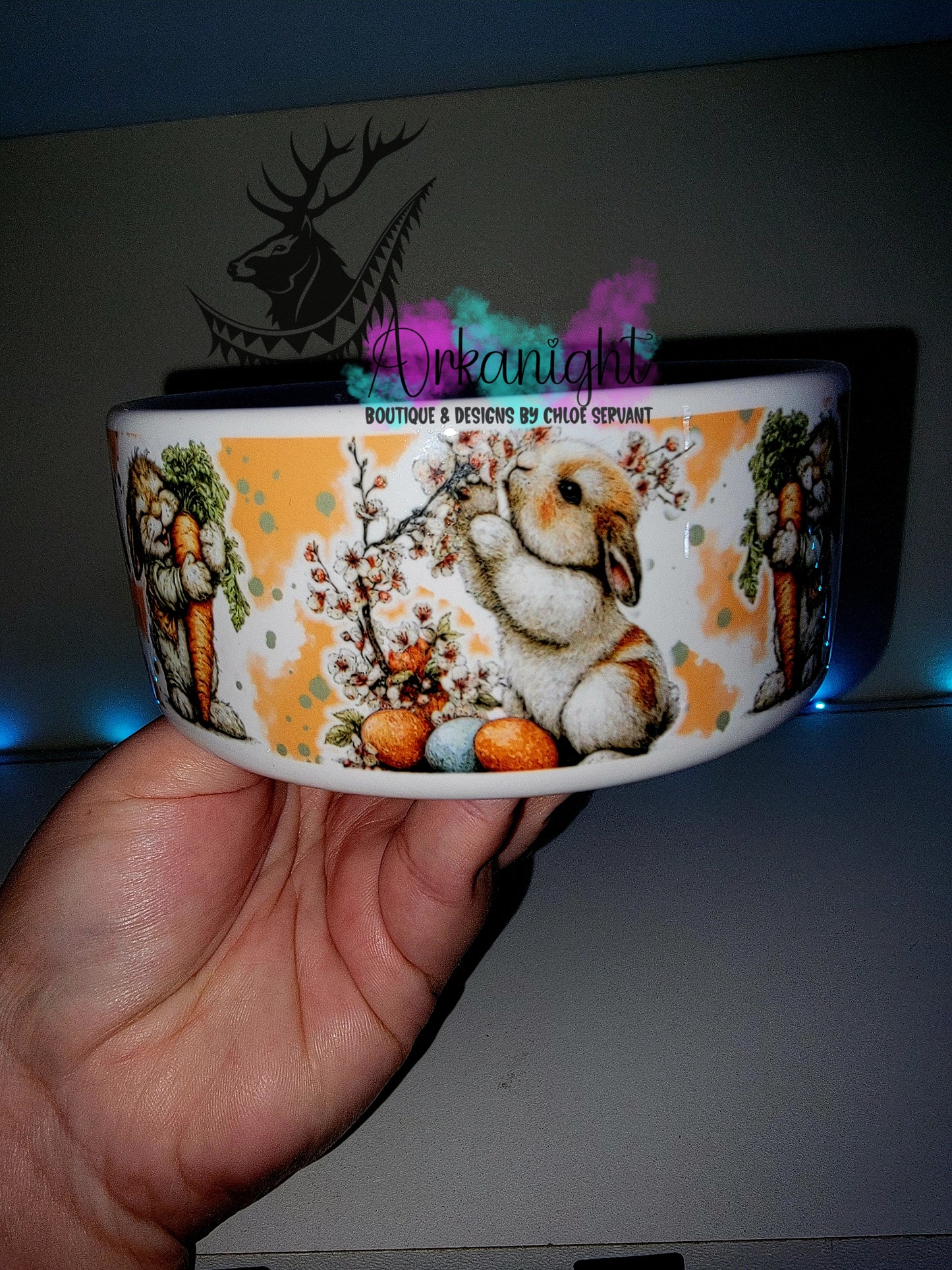 Gamelle en céramique sur commande - Collection Pâques 2026 - Lapin orangé