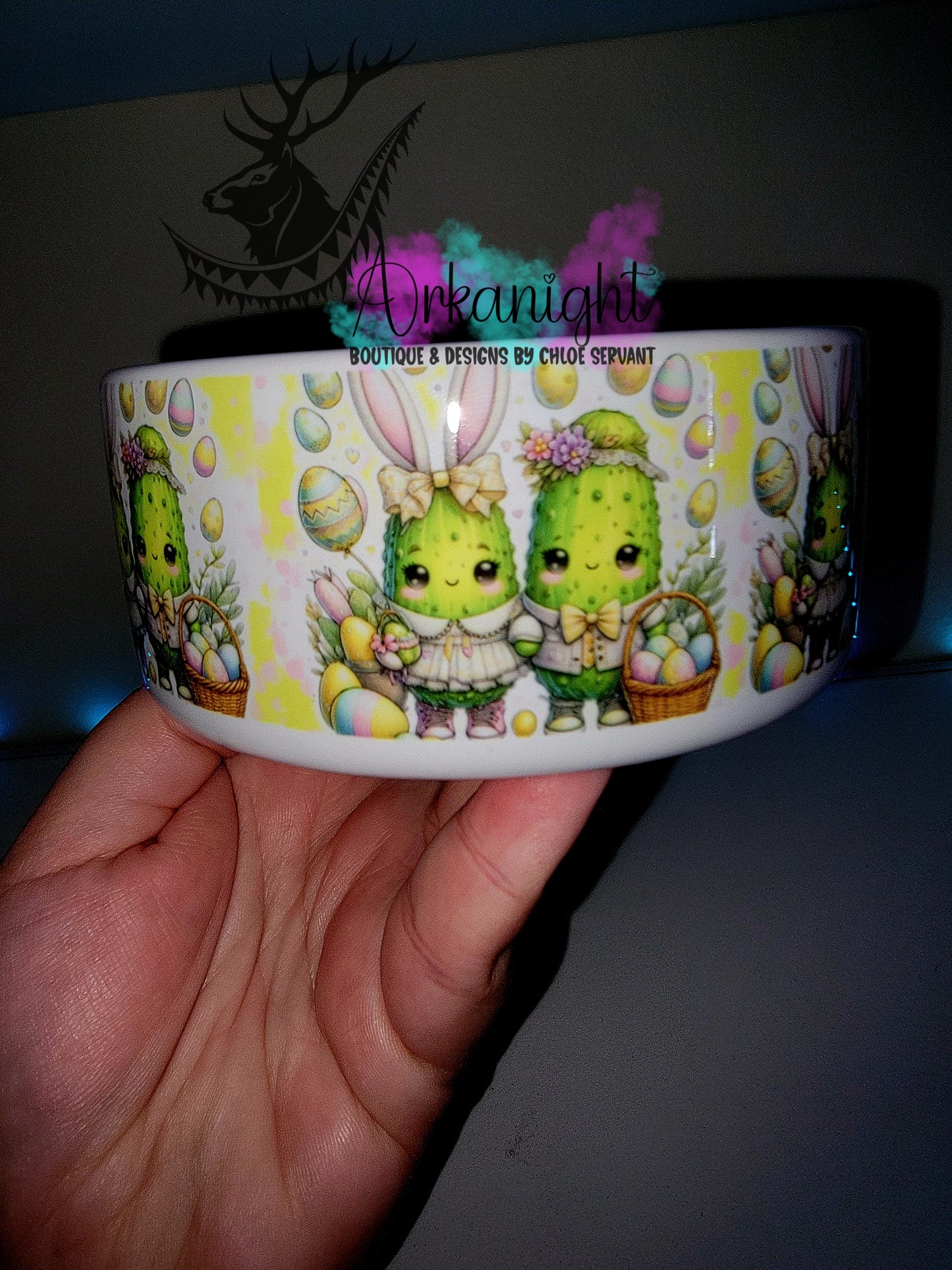 Gamelle en céramique sur commande - Collection Pâques 2026 - Cornichons - Teinte Jaune