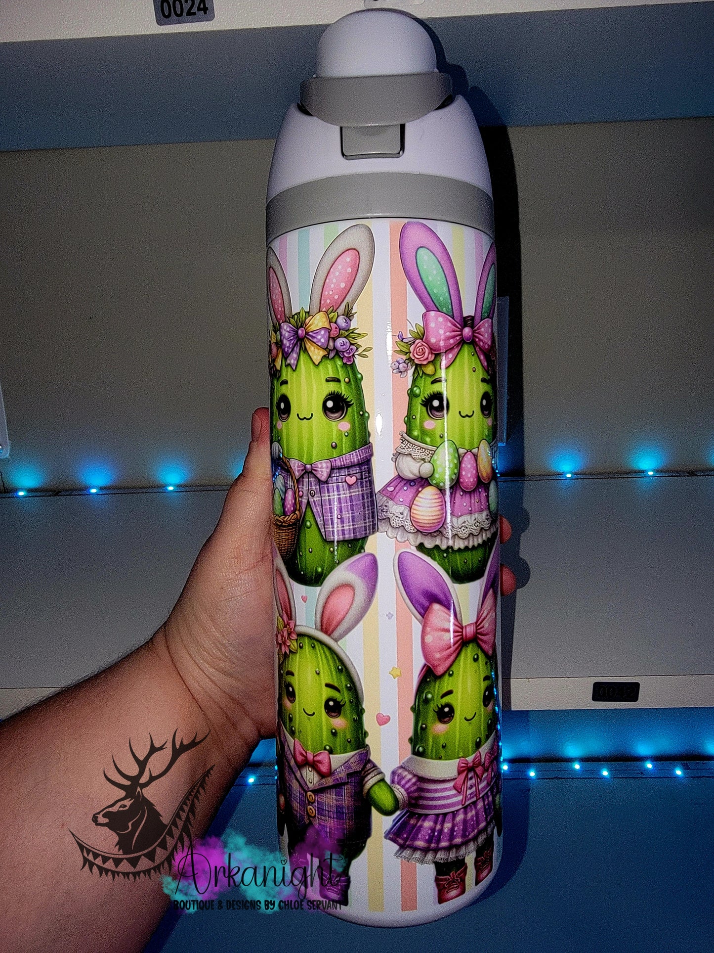 Owala DUPE 24 oz sur commande - Collection Pâques - Cornichons Mauves