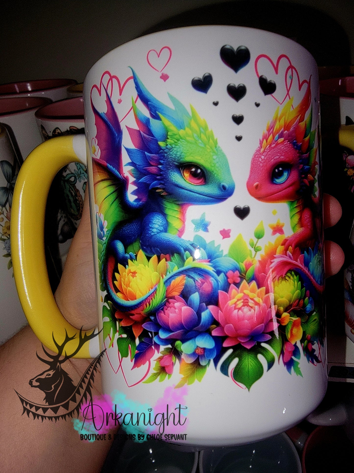 Tasse en céramique sur commande - Collection Saint-Valentin 2026 - Couple de Dragon Multicolors