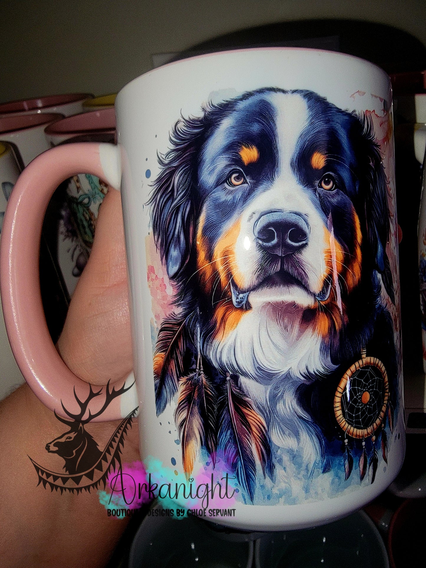 Tasse en céramique sur commande - Collection Watercolor Realism - Bouvier Bernois
