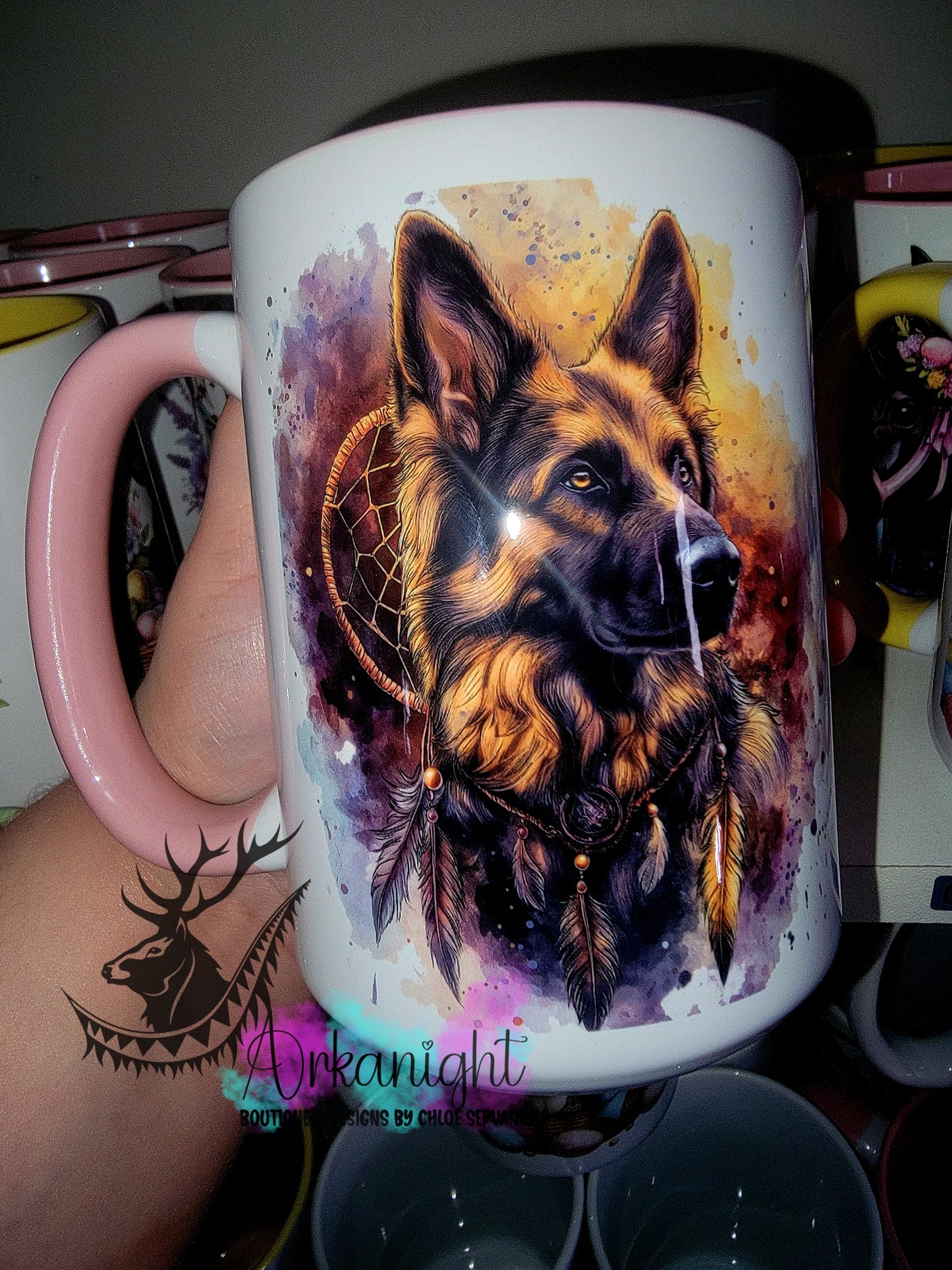 Tasse en céramique sur commande - Collection Watercolor Realism - Berger Allemand