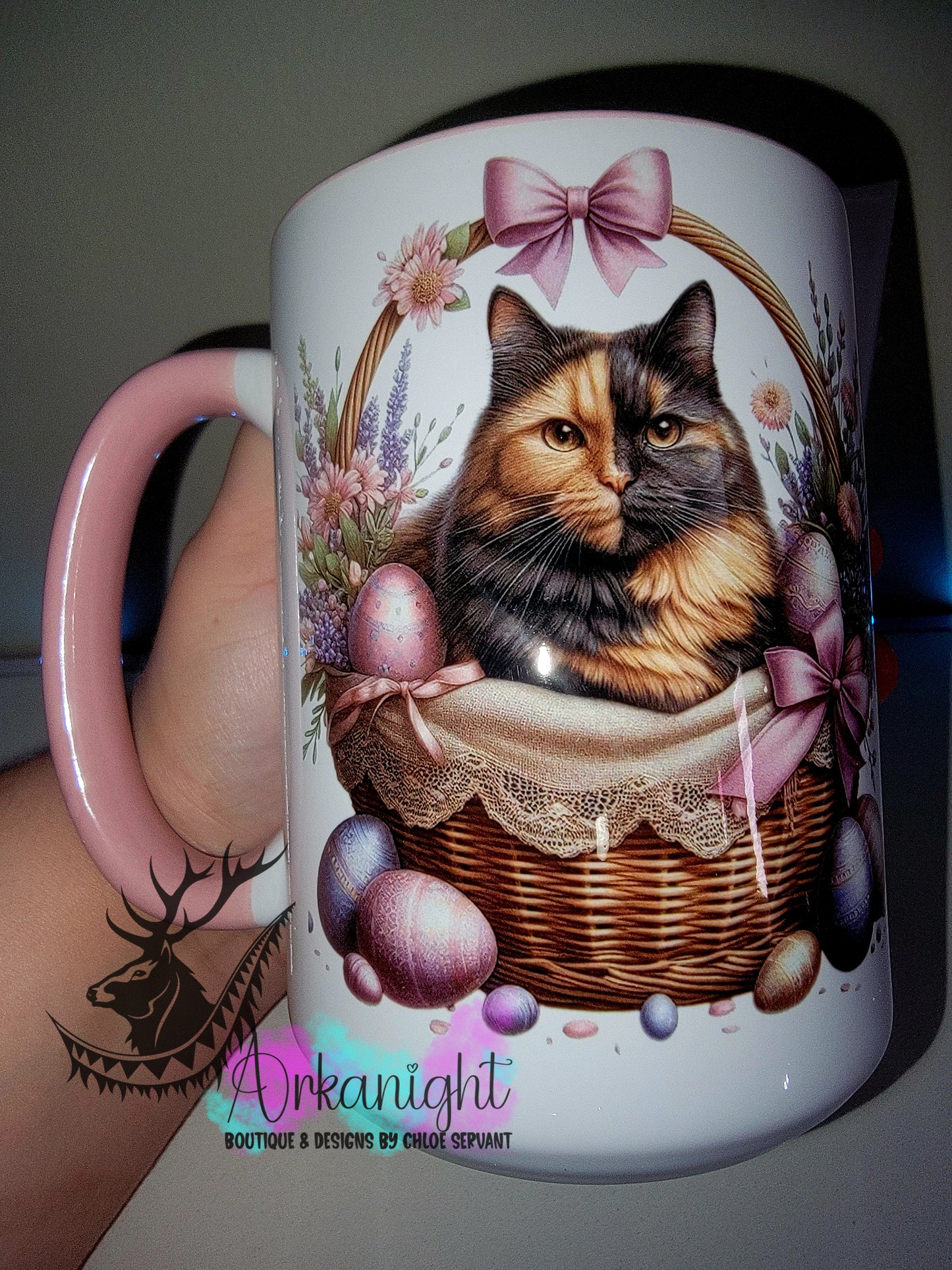 Tasse en céramique sur commande - Collection Pâques 2026 - Chatte Écaille de tortue