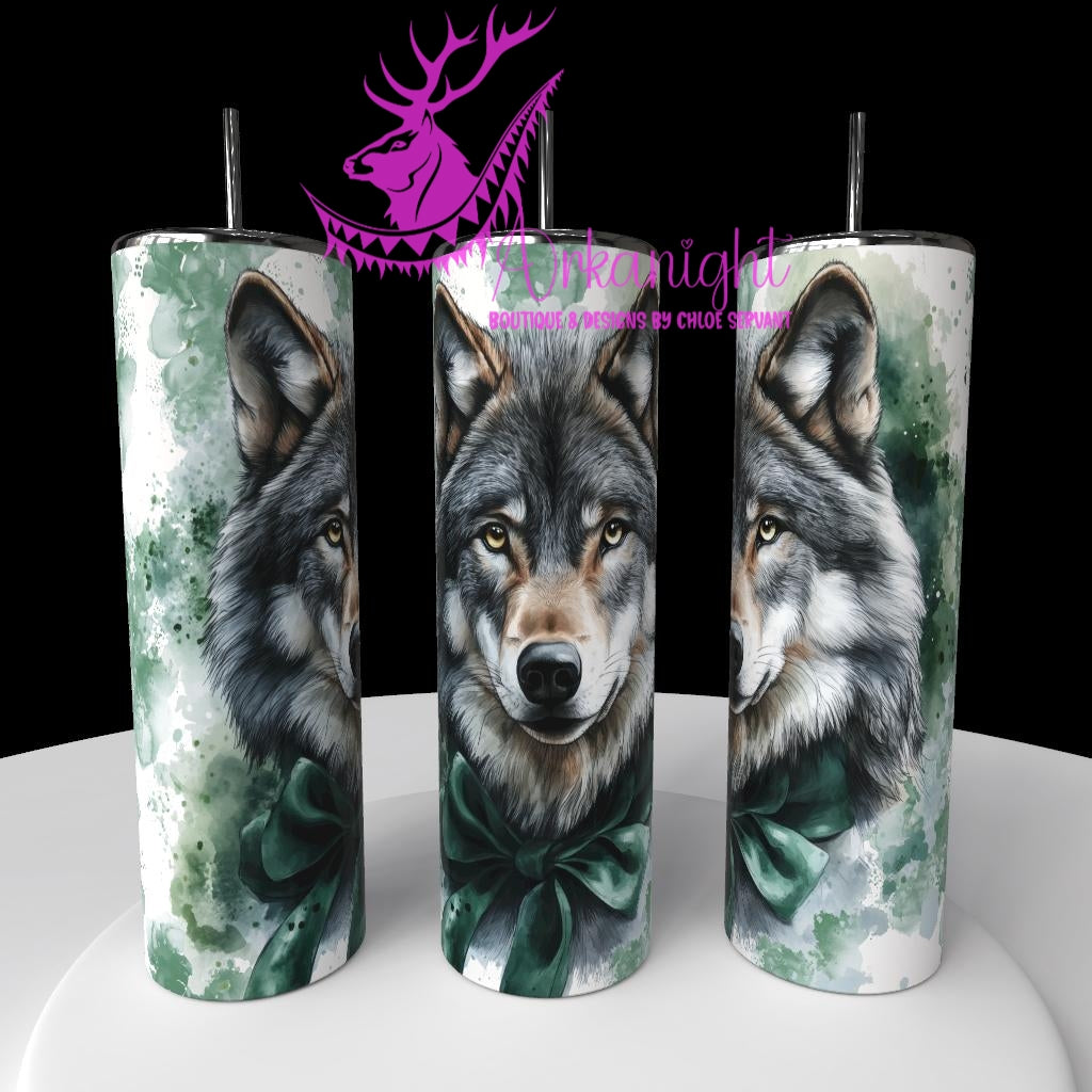 Gourde sur commande - Watercolor Realism - Loup Adulte mâle