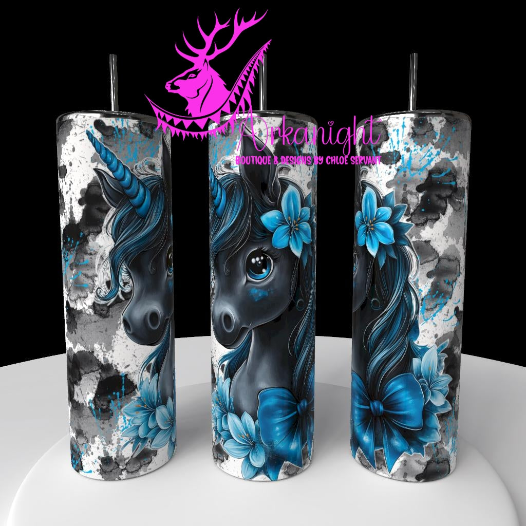 Gourde sur commande - Collection Fantaisie 2026 - Pouliche/Licorne - Noir & Turquoise