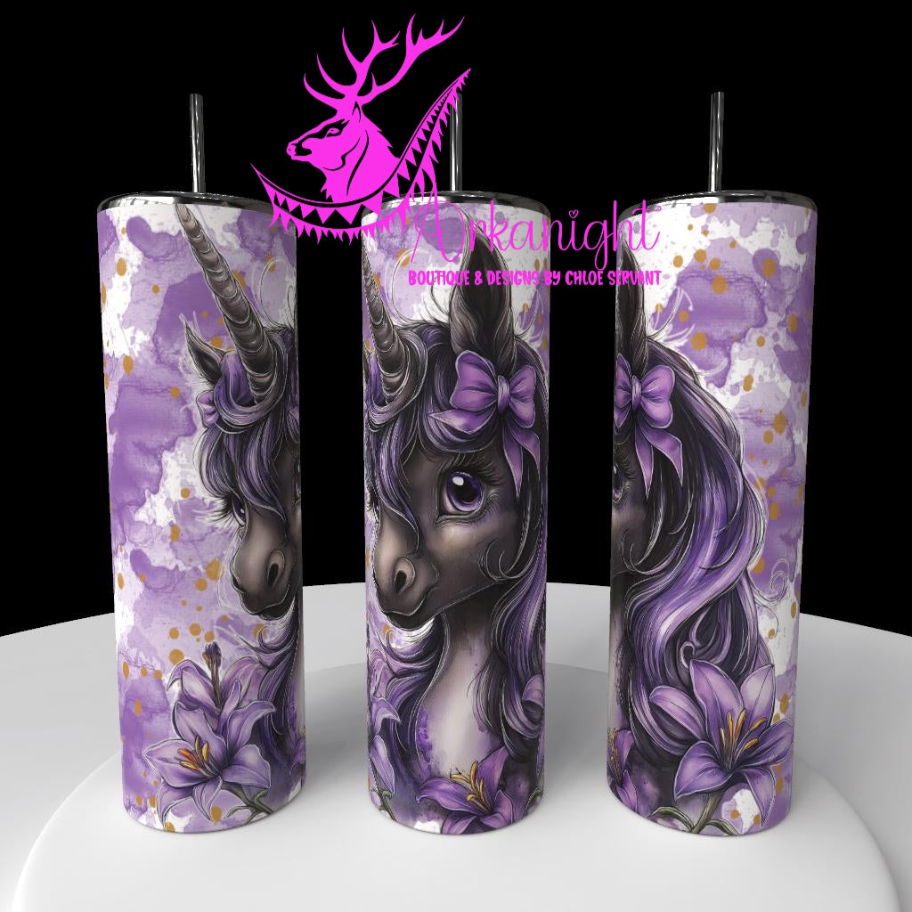 Gourde sur commande - Collection Fantaisie 2026 - Pouliche/Licorne - Noir & Mauve