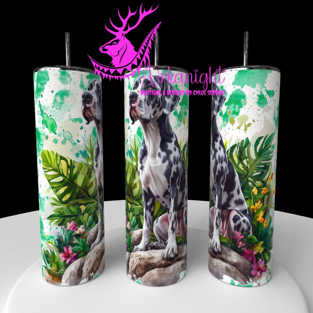 Gourde sur commande - Collection Watercolor Realism - Chiens - Grand Danois Arlequin