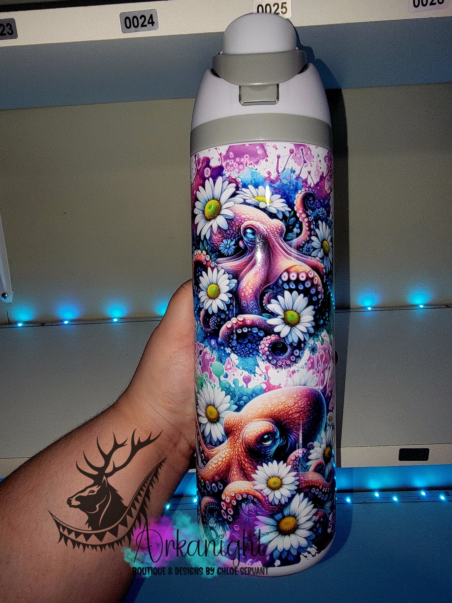 Owala DUPE 24 oz sur commande - Collection Vivid Flower's - Pieuvre
