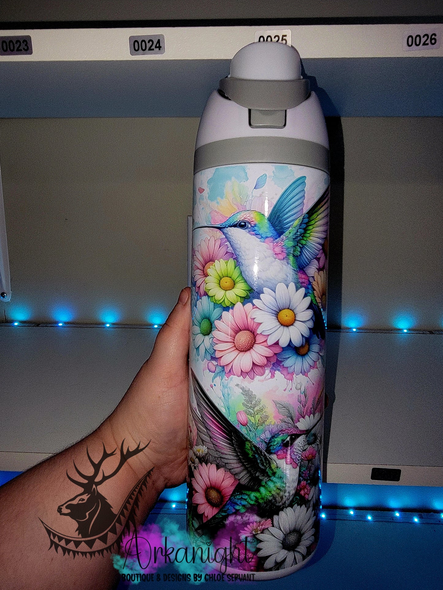 Owala DUPE 24 oz sur commande - Collection Vivid Flower's - Hummingbird