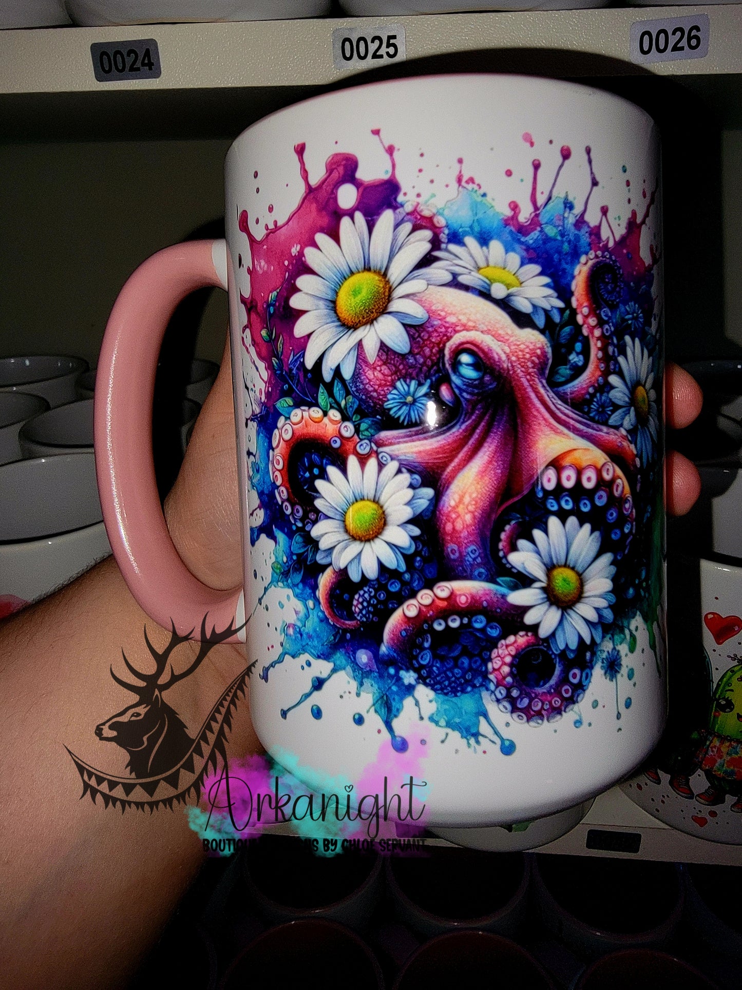 Tasse en céramique sur commande - Collection Été- Vivid Pastel Colors - Pieuvre