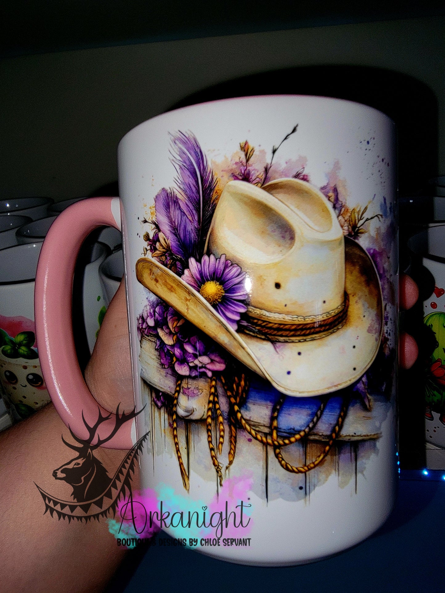 Tasse en céramique sur commande - Collection Western 2026 - Cowgirl Hat - Mauve