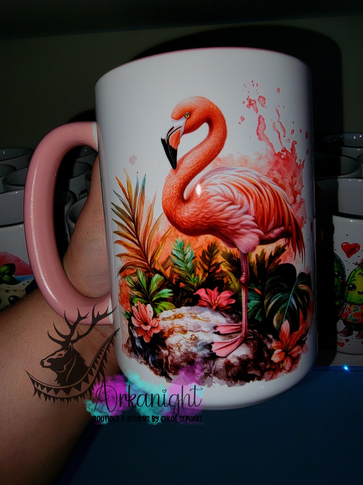 Tasse en céramique sur commande - Collection Realism - Animaux - Flamant Rose