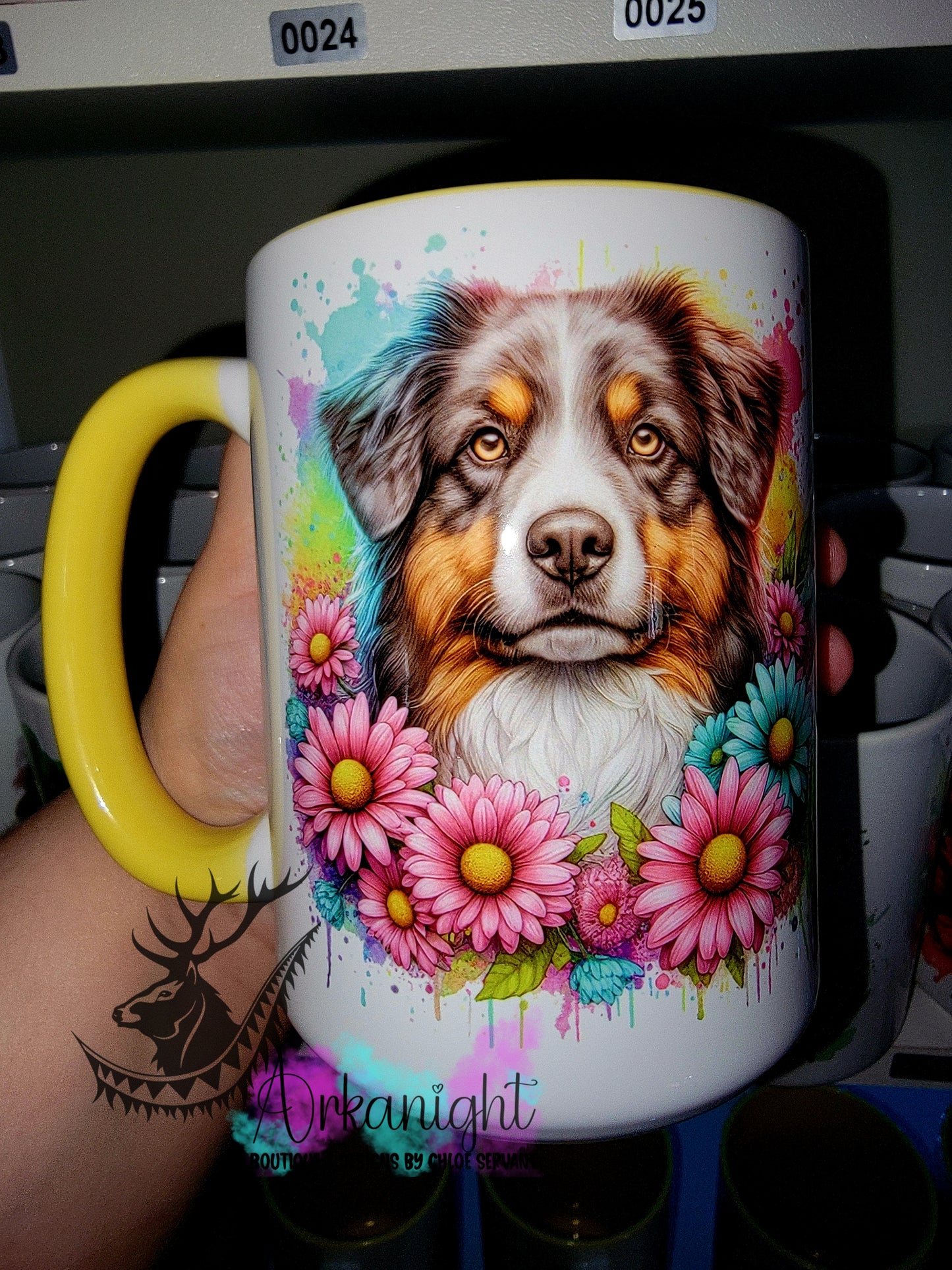 Tasse en céramique sur commande - Collection Été - Vivid Pastel colors - Berger Australien