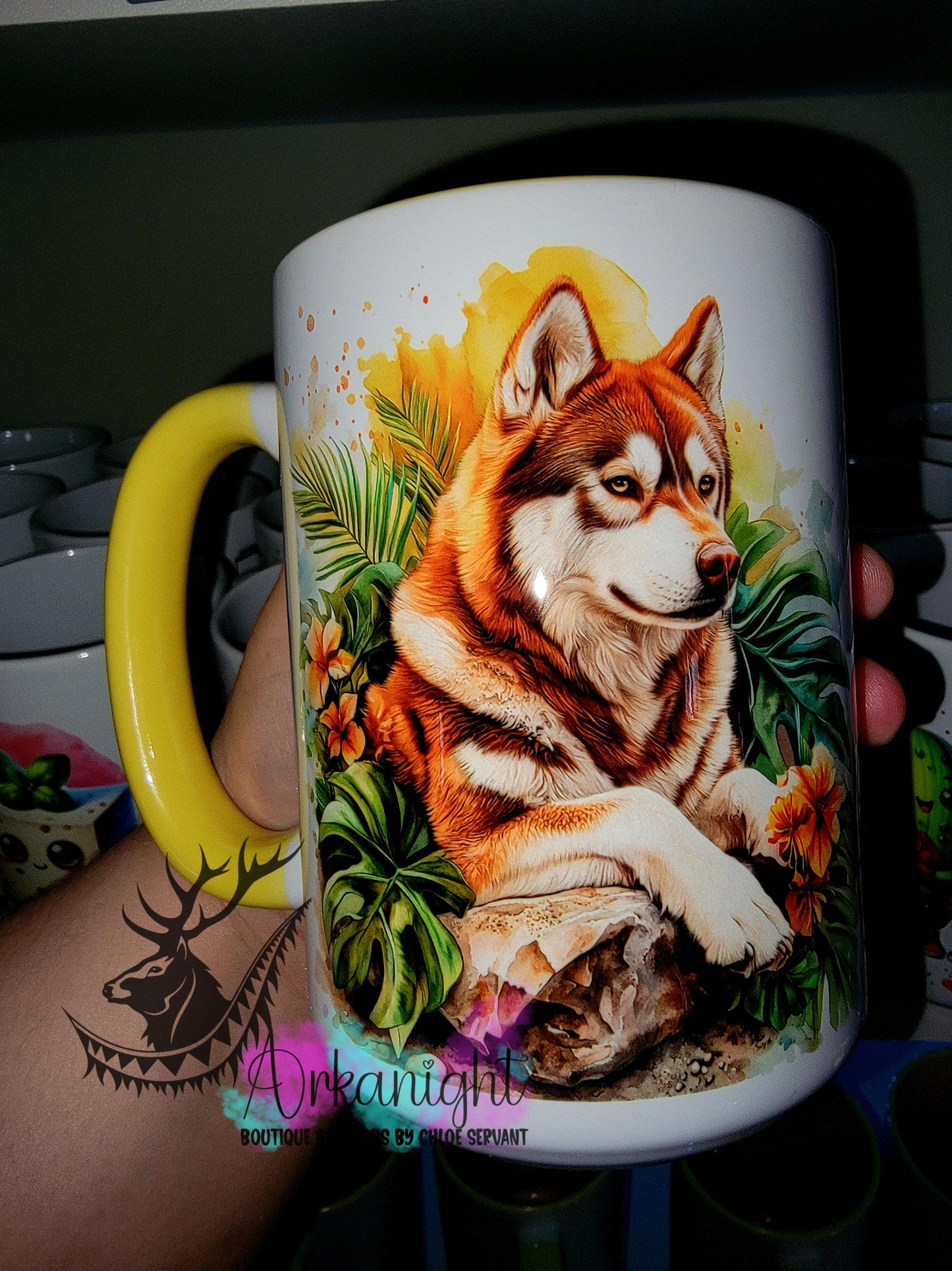 Tasse en céramique sur commande - Collection Realism - Animaux- Malamute Roux
